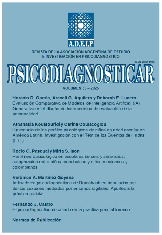 					Ver Núm. Diciembre (2025): PSICODIAGNOSTICAR VOLUMEN 33
				